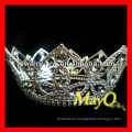 Corona completa del rezo de la reina cristalina, coronas y tiaras al por mayor del desfile, coronas redondas para la venta